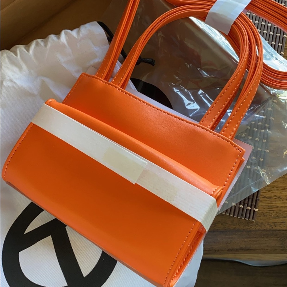nwt telfar small orange shopping bag